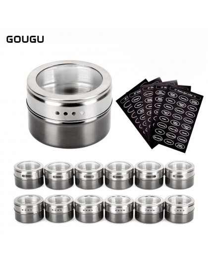 Ougu bote para especias magnético con pegatinas de acero inoxidable latas de especias pimienta sazonador herramientas
