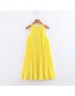 Nuevo verano mujeres dulce sin mangas amarillo plisado Vestido Mujer dobladillo volantes halter vestidos casual suelto chic vest