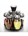 Frasco de especias giratorio de vidrio caja de condimentos conjunto de barbacoa botella de condimento de cocina de vidrio frasco
