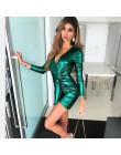 Vestido de fiesta de verano verde elegante colorido Mini vestido Sexy con cuello en V profundo para mujer 2019