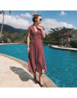 2018 vestido de lunares de verano para mujer Vestidos de playa bohemios cuello en V Split asimétrico largo elegante Vestidos de 