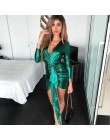 Vestido de fiesta de verano verde elegante colorido Mini vestido Sexy con cuello en V profundo para mujer 2019