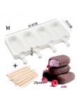 4 cavidades helado molde de silicona para hacer paletas forma de postre con palos de madera 25 uds bandeja de moldes DIY