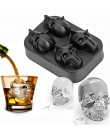Bandeja de cubitos de hielo 3D cráneo molde de silicona 4 cavidades DIY máquina de hielo uso doméstico whisky vino herramientas 