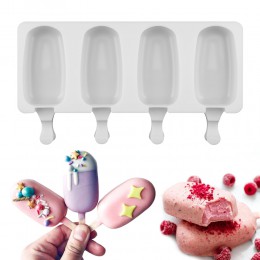 Molde de helado de silicona de 4 celdas moldes de paletas de postre casero DIY congelador jugo de fruta molde de helado para niñ