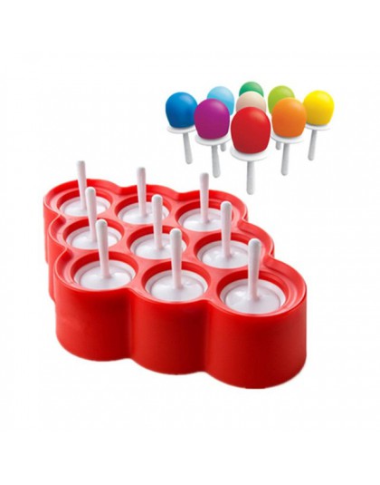 Nuevo molde de silicona Mini Pops bola de helado fabricante de Lolly moldes de paletas con 9 pegatinas
