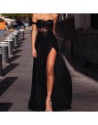 Missord 2019 mujeres Sexy fuera del hombro brillo vestidos mujer alta Split Maxi vestido elegante sin espalda FT19526