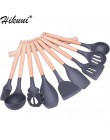 9 unids/set utensilios de cocina de silicona utensilios de cocina mango de madera de silicona cuchara cepillo cucharón antiadher