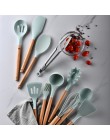 Utensilio de cocina de silicona de madera utensilios antiadherentes herramienta de cocina cuchara espátula Turner Tong utensilio
