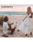 JaMerry Boho bordado blanco sexy encaje Mujer verano maxi vestido Spaghetti strap algodón vestidos vacaciones Fiesta vestidos la