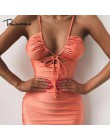 Tobinoone 2018 nuevas mujeres sexy celebridad fiesta vendaje vestido pasarela naranja vestido cuello pico ahuecado Club Vestidos