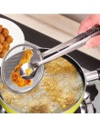 Nuevo Multi-funcional cuchara con filtro y pinza comida cocina aceite-freír filtro BBQ Acero inoxidable abrazadera colador cocin