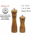 HIKUUI molinillo de pimienta de madera de roble clásico juego de molinos de condimentos de mano molinillo de cerámica