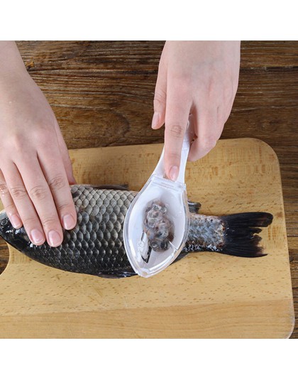 1 Uds. Cepillo de piel de pescado raspado de la escala de pesca cepillo ralladores de quitar rápido cuchillo de pescado pelador 