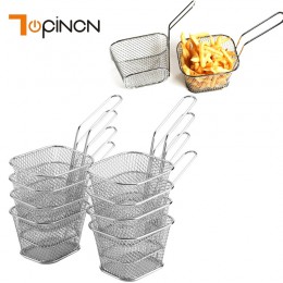 8 Uds Mini cestas para freidora de acero inoxidable cesta colador para servir comida presentación para cocinar patatas fritas ce
