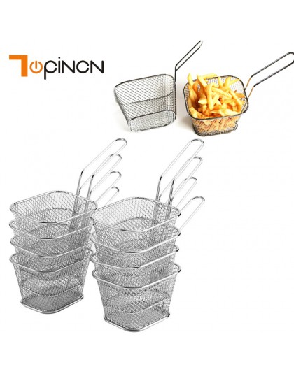 8 Uds Mini cestas para freidora de acero inoxidable cesta colador para servir comida presentación para cocinar patatas fritas ce