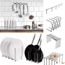 Organizador de utensilios de cocina soporte de cuchara de acero inoxidable estante para olla de almacenamiento soporte de placa 