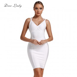 Deer Lady Celebrity Bandage vestidos 2019 nuevas llegadas mujeres Halter Sexy vestido blanco vendaje Bodycon vestido de fiesta d