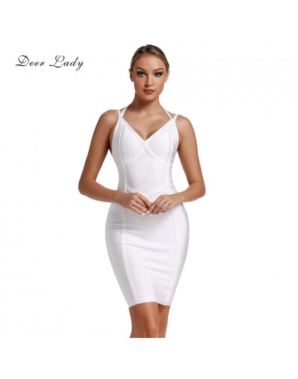 Deer Lady Celebrity Bandage vestidos 2019 nuevas llegadas mujeres Halter Sexy vestido blanco vendaje Bodycon vestido de fiesta d