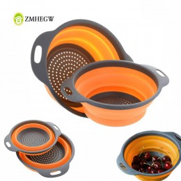 Colador de silicona plegable cesta de lavado de frutas y verduras colador plegable con herramientas de cocina