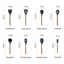 8 unids/set utensilios de cocina de silicona espátula cuchara de sopa resistente al calor excavadora especial antiadherente
