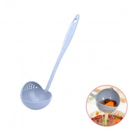 2 en 1 de mango largo sopa cuchara colador casa filtro herramientas de la cocina de paja de trigo de cucharón de la vajilla de c