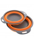 2 unids/set colador de silicona plegable cesta de lavado de frutas y verduras colador escurridor plegable con mango herramienta 