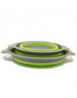 2 unids/set colador de silicona plegable cesta de lavado de frutas y verduras colador escurridor plegable con mango herramienta 