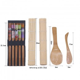 5 uds./juego de máquina de sushi de bambú, que incluye 2 uds. Estera rodante de arroz, paleta, 5 pares de palillos chinos, herra