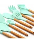 Utensilios de cocina de silicona juego de utensilios de cocina-9 y 11 utensilios de cocina de silicona Natural de madera-utensil