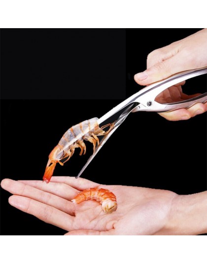 Pelador de camarones utensilios de cocina de mariscos descascarado práctico 304 Acero inoxidable abierto máquina de camarones pe