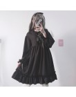 Vestido japonés Harajuku para mujer negro con volantes manga linterna Lolita estilo estudiante dulce Kawaii lindo arco chica chi