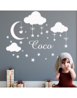 Personalizado personalizado nombre nube Luna pegatina de pared de estrella vinilo arte calcomanías para bebés niños habitación d