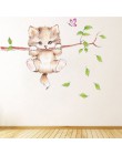 Lindo gato árbol pared pegatinas para habitaciones de niños, decoración de la casa de dibujos animados de animales de la pared c