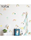 Tofok 18/24 uds/set de pegatinas de pared de arco iris de dibujos animados transparente PVC para habitación de los niños pegatin