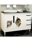 Agujero vista lindo gato 3D pegatina de pared baño Baño decoración de la habitación de los niños pegatinas de pared pegatina ref