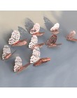 12 unids/set oro rosa 3D mariposa calcomanía de pared hueca para decoración del hogar mariposas adhesivos decoración de dormitor