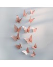12 unids/set oro rosa 3D mariposa calcomanía de pared hueca para decoración del hogar mariposas adhesivos decoración de dormitor
