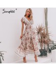 Simplee Vintage vestido de verano con estampado floral con volantes vestido largo sexy vestido bohemio de mujer Vestido de playa
