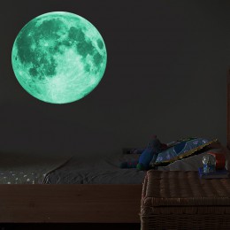 30 cm Luna luminosa 3D pegatina de pared para habitación de niños decoración de dormitorio calcomanías para el hogar brillan en 