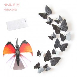 12 Uds 3D mariposa pared pegatina habitación decoración en la pared para decoración del hogar DIY mariposas nevera imán adhesivo