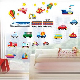 Dibujos Animados camiones tractores adhesivos de pared con diseños de automóviles niños habitaciones vehículos Póster Artístico 