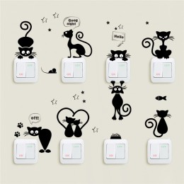 Pegatinas de pared de teléfono con interruptor de luz de gato encantador para habitaciones de niños decoración del hogar Diy cal