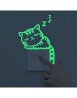 Pegatinas de pared en 3D para habitaciones de niños calcomanía luminosa de gato que brilla en las estrellas oscuras pegatinas de