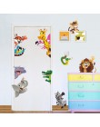 Pegatinas de pared de animales de la selva para niños decoración de la puerta del hogar dibujos animados León elefante jirafpee 