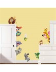 Pegatinas de pared de animales de la selva para niños decoración de la puerta del hogar dibujos animados León elefante jirafpee 
