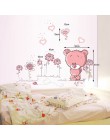 Lindo animal de dibujos animados Rosa amor oso flor bebé niños decoración de dormitorio pegatinas de pared niños etiqueta engoma