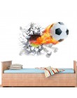 Fuego fútbol a través de la pared pegatinas para la habitación de los niños pegatinas decorativas para el hogar fútbol funs 3d m