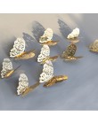 12 unids/lote 3D hueco oro plata mariposa pared PEGATINAS ARTE hogar decoraciones de adhesivos en la pared para fiesta boda most