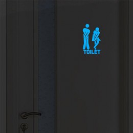 Etiqueta engomada creativa luminosa divertida del baño que brilla en la oscuridad etiqueta engomada del letrero de la puerta del